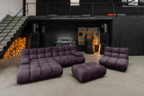 KAWOLA Sitzgruppe VIVIEN Ecksofa Drehsessel Hockerbank Velvet purple