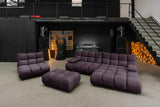 KAWOLA Sitzgruppe VIVIEN Ecksofa Drehsessel Hockerbank Velvet purple