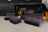 KAWOLA Sitzgruppe VIVIEN Ecksofa Drehsessel Hockerbank Velvet purple