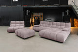KAWOLA Sitzgruppe VIVIEN Ecksofa Drehsessel Hockerbank Velvet roségrau