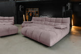 KAWOLA Sitzgruppe VIVIEN Ecksofa Drehsessel Hockerbank Velvet roségrau