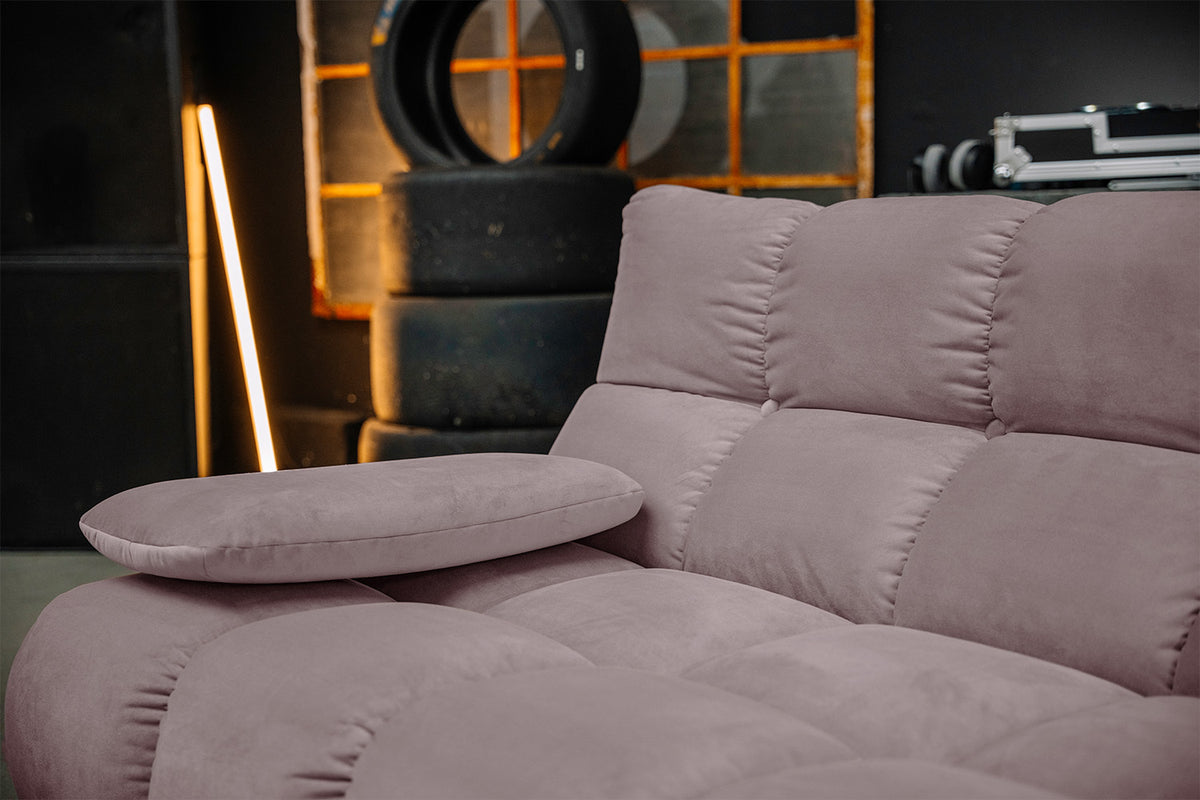 KAWOLA Sitzgruppe VIVIEN Ecksofa Drehsessel Hockerbank Velvet roségrau