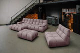 KAWOLA Sitzgruppe VIVIEN Ecksofa Drehsessel Hockerbank Velvet roségrau