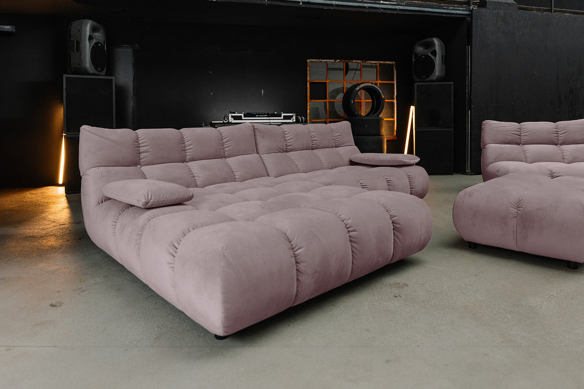 KAWOLA Sitzgruppe VIVIEN Ecksofa Drehsessel Hockerbank Velvet roségrau