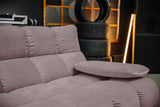 KAWOLA Sitzgruppe VIVIEN Ecksofa Drehsessel Hockerbank Velvet roségrau