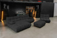 KAWOLA Sitzgruppe VIVIEN Ecksofa Drehsessel Hockerbank Velvet schwarz, Links