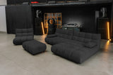 KAWOLA Sitzgruppe VIVIEN Ecksofa Drehsessel Hockerbank Velvet schwarz