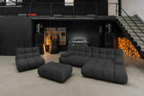 KAWOLA Sitzgruppe VIVIEN Ecksofa Drehsessel Hockerbank Velvet schwarz