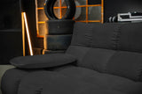 KAWOLA Sitzgruppe VIVIEN Ecksofa Drehsessel Hockerbank Velvet schwarz