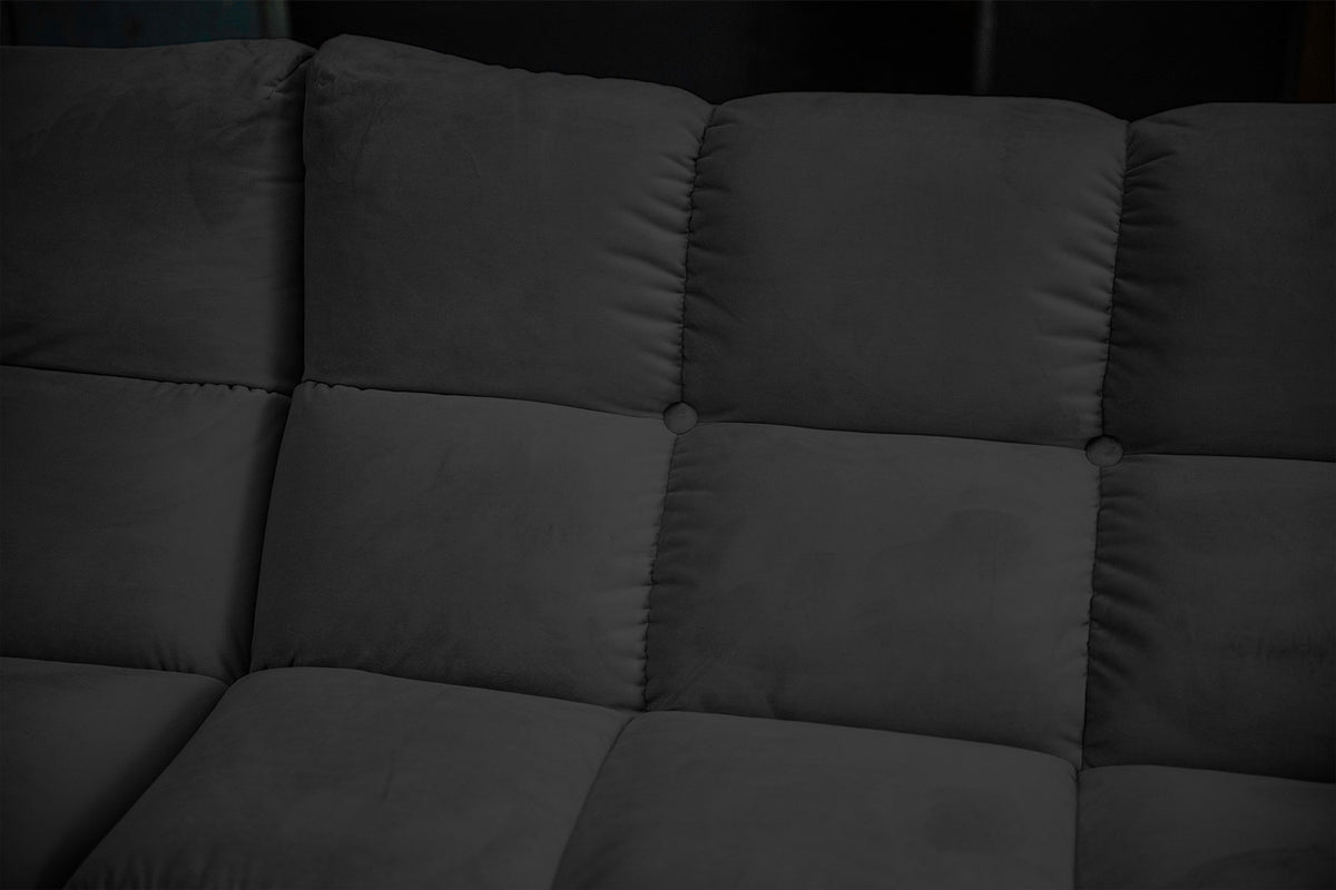 KAWOLA Sitzgruppe VIVIEN Ecksofa Drehsessel Hockerbank Velvet schwarz
