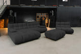 KAWOLA Sitzgruppe VIVIEN Ecksofa Drehsessel Hockerbank Velvet schwarz