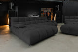 KAWOLA Sitzgruppe VIVIEN Ecksofa Drehsessel Hockerbank Velvet schwarz