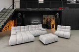 KAWOLA Sitzgruppe VIVIEN Ecksofa Drehsessel Hockerbank Velvet silber