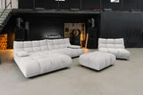 KAWOLA Sitzgruppe VIVIEN Ecksofa Drehsessel Hockerbank Velvet silber
