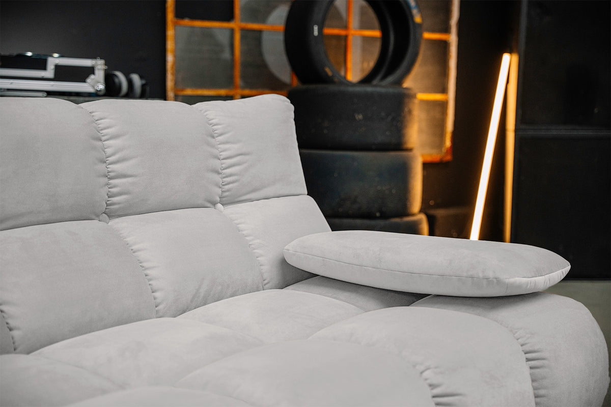 KAWOLA Sitzgruppe VIVIEN Ecksofa Drehsessel Hockerbank Velvet silber