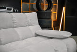 KAWOLA Sitzgruppe VIVIEN Ecksofa Drehsessel Hockerbank Velvet silber