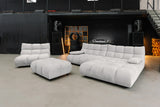 KAWOLA Sitzgruppe VIVIEN Ecksofa Drehsessel Hockerbank Velvet silber