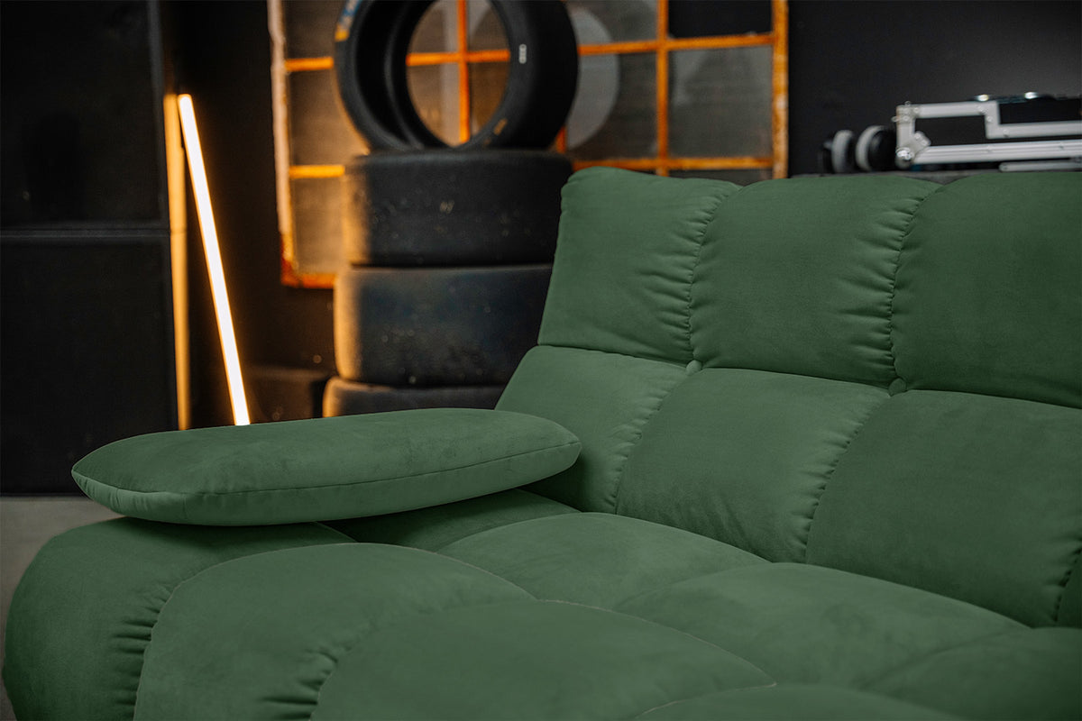 KAWOLA Sitzgruppe VIVIEN Ecksofa Drehsessel Hockerbank Velvet smaragd