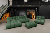 KAWOLA Sitzgruppe VIVIEN Ecksofa Drehsessel Hockerbank Velvet smaragd