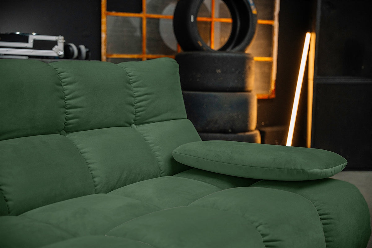 KAWOLA Sitzgruppe VIVIEN Ecksofa Drehsessel Hockerbank Velvet smaragd