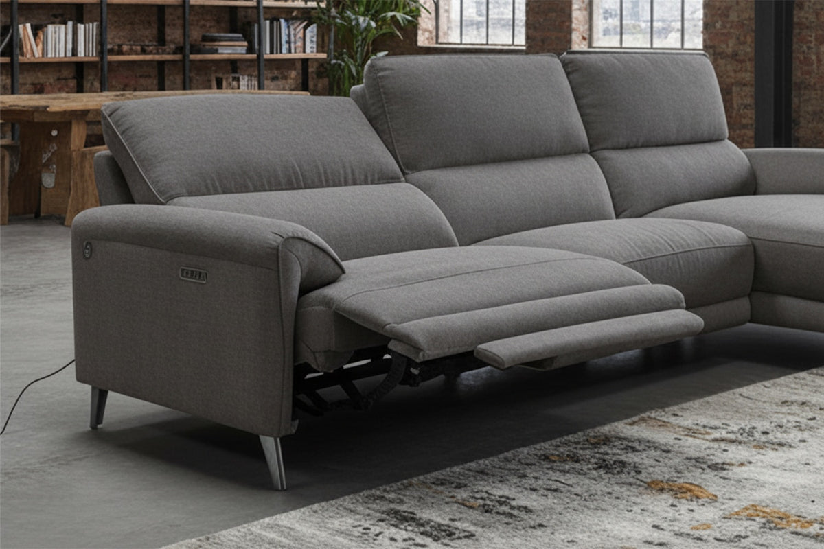 KAWOLA Sofa ADRIANA Ecksofa mit Relaxfunktion Stoff anthrazit