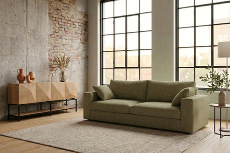 KAWOLA Sofa AMINA 3-Sitzer Stoff grün