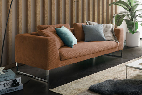 KAWOLA Sofa ARIAN 2, 5-Sitzer Metallkufe chrom Cord rost