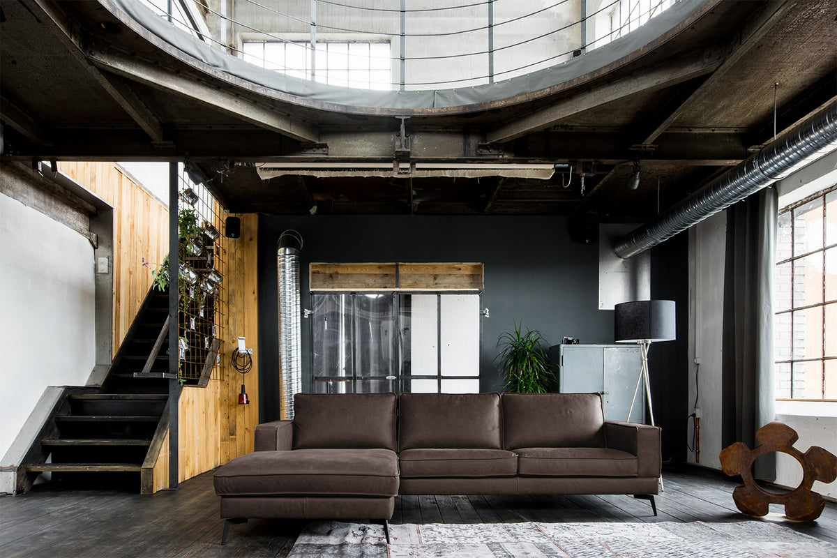 KAWOLA Sofa BLOOM Ecksofa Leder dunkelbraun