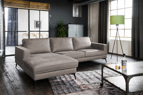 KAWOLA Sofa BLOOM Ecksofa Leder hellgrau, Links