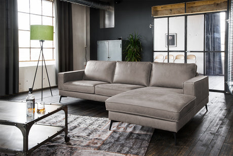 KAWOLA Sofa BLOOM Ecksofa Leder hellgrau, Rechts