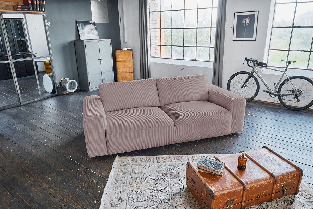 KAWOLA Sofa BODHI 3-Sitzer Cord rosa