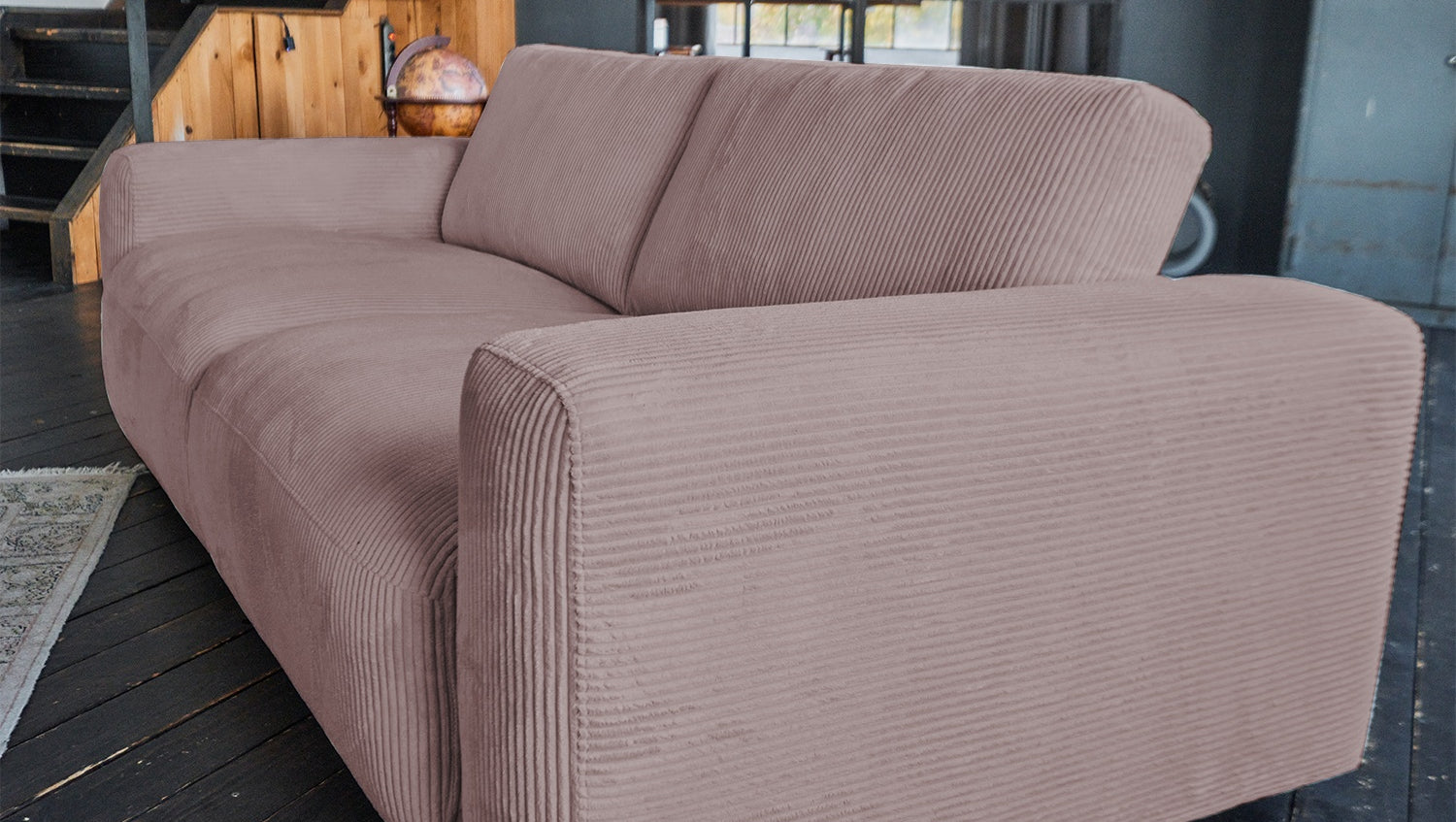 KAWOLA Sofa BODHI 3-Sitzer Cord rosa