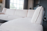 KAWOLA Sofa CALLA Ecksofa Cord cremeweiß Recamiere rechts