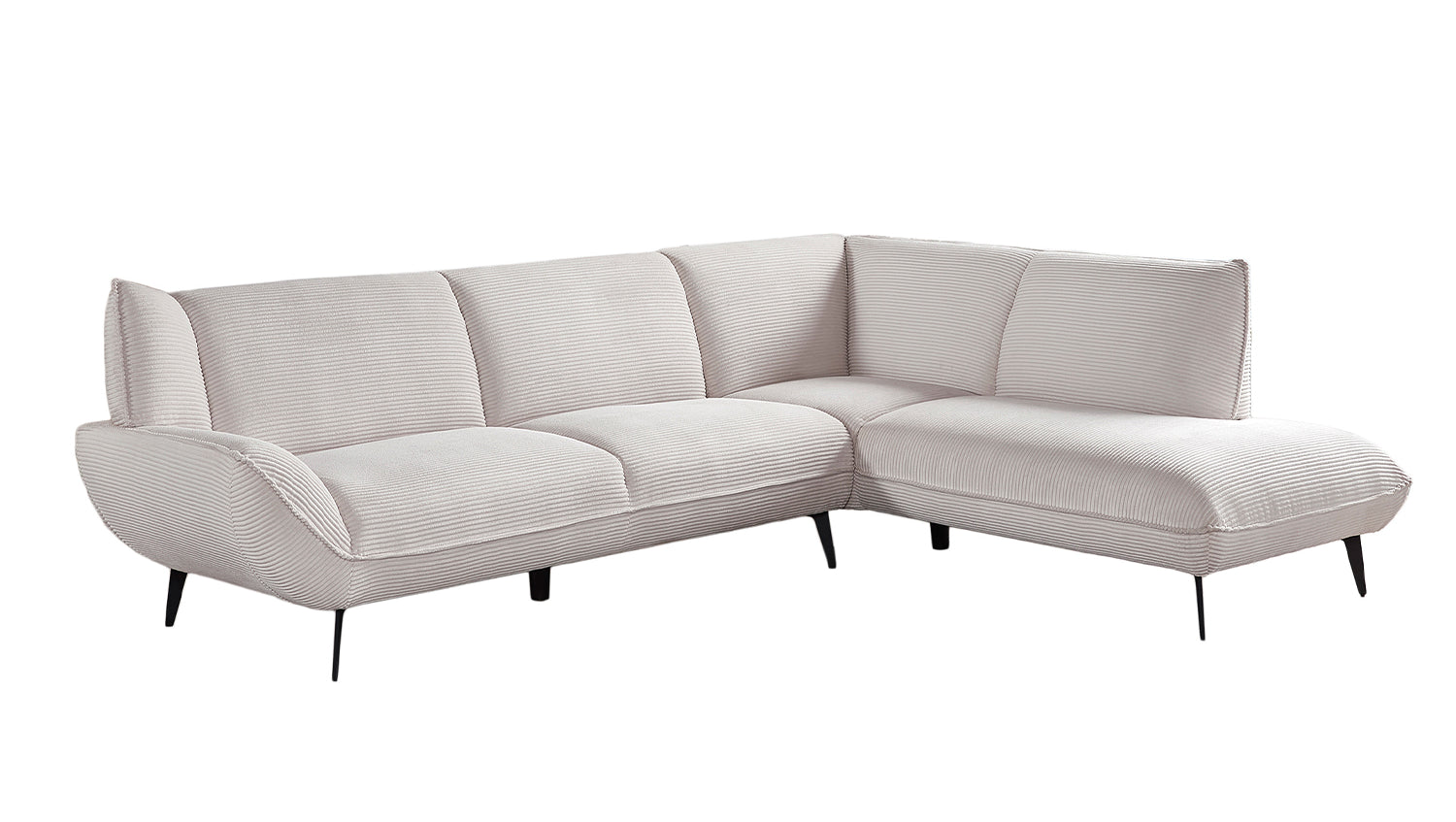 KAWOLA Sofa CALLA Ecksofa Cord cremeweiß Recamiere rechts