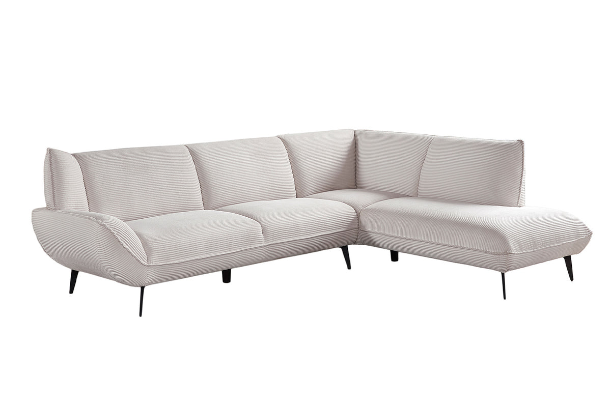 KAWOLA Sofa CALLA Ecksofa Cord cremeweiß Recamiere rechts