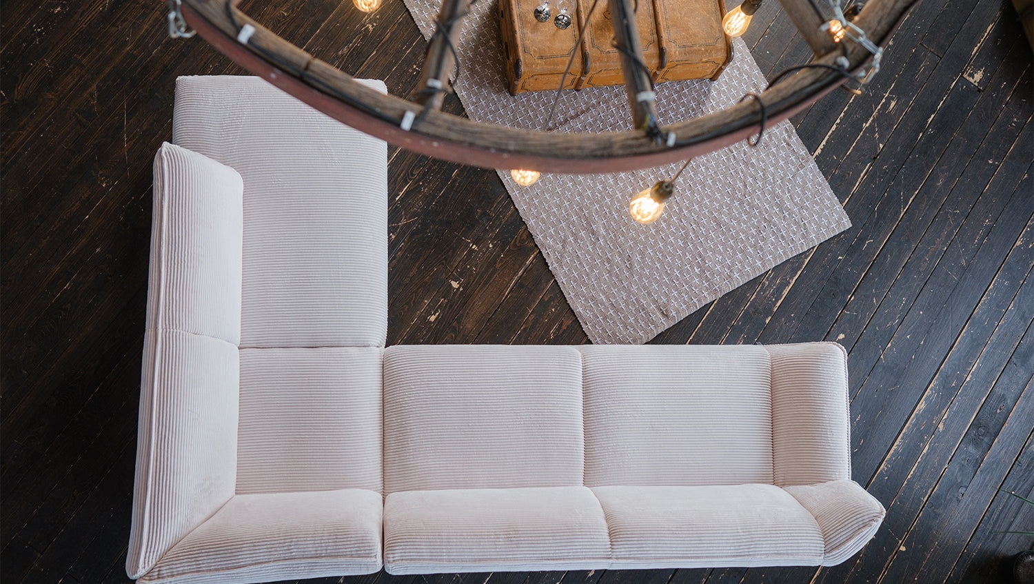 KAWOLA Sofa CALLA Ecksofa Cord cremeweiß Recamiere rechts