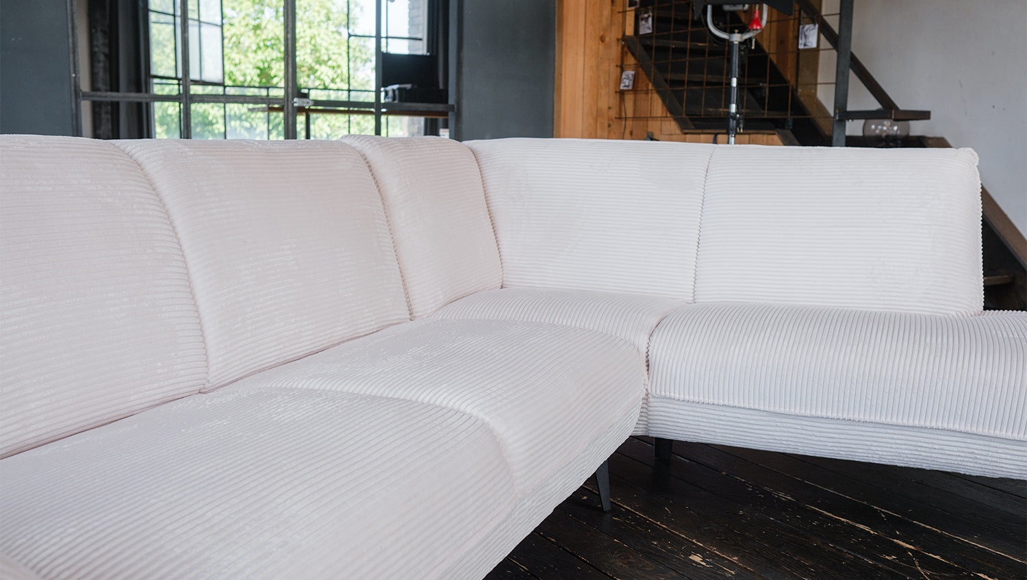 KAWOLA Sofa CALLA Ecksofa Cord cremeweiß Recamiere rechts
