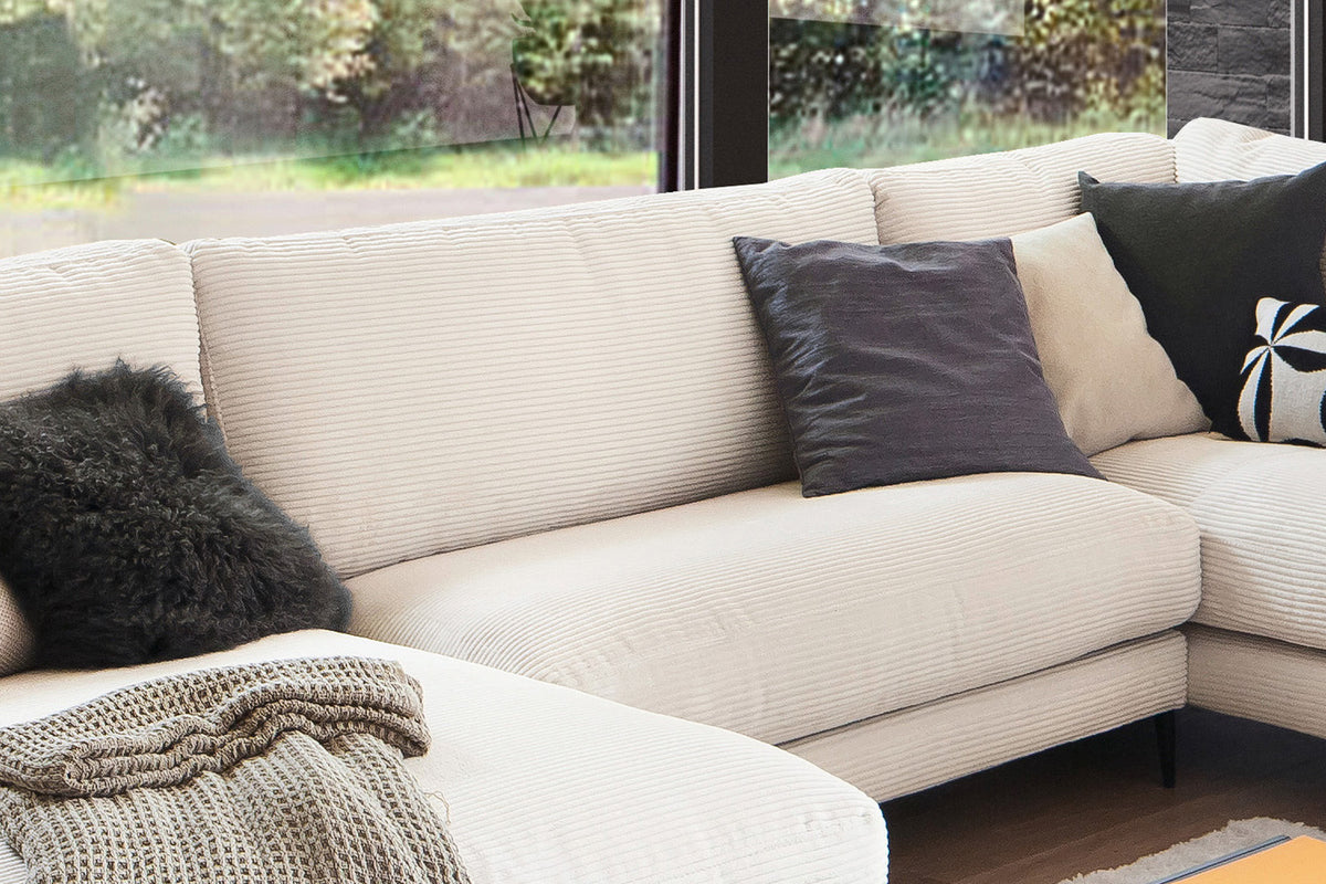 KAWOLA Sofa CARA Wohnlandschaft U-Form Cord cremeweiß