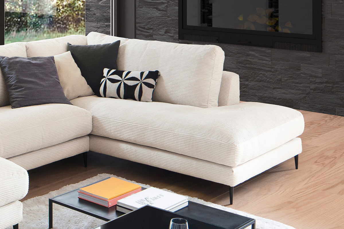 KAWOLA Sofa CARA Wohnlandschaft U-Form Cord cremeweiß