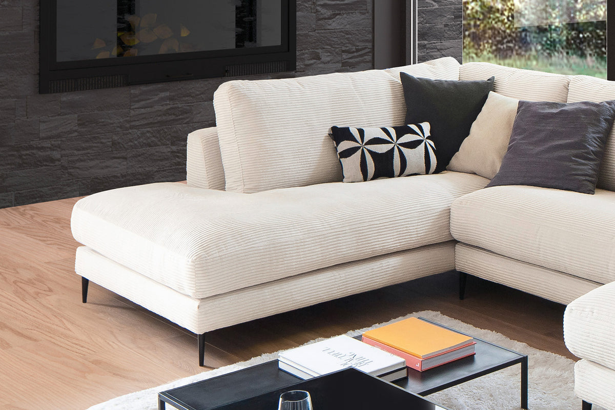 KAWOLA Sofa CARA Wohnlandschaft U-Form Cord cremeweiß