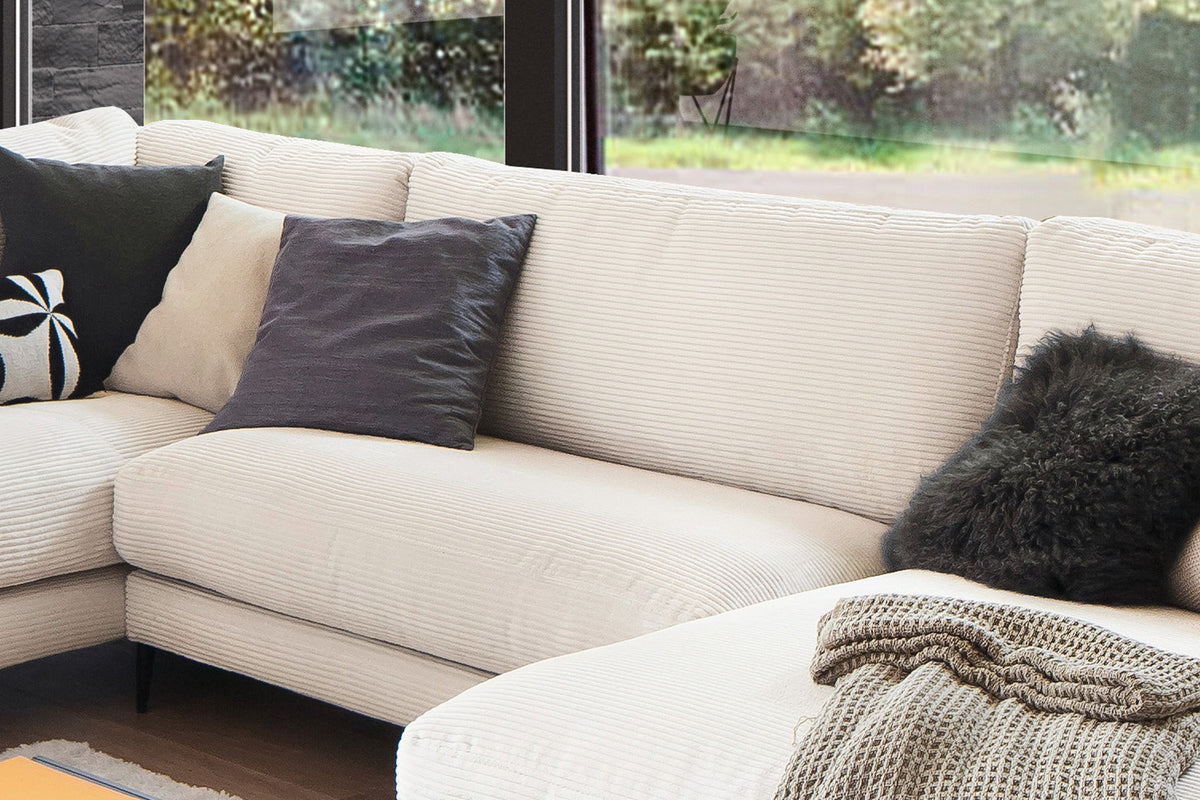 KAWOLA Sofa CARA Wohnlandschaft U-Form Cord cremeweiß