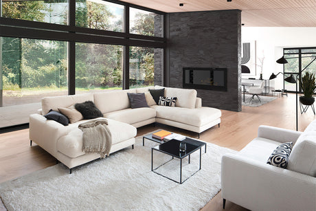 KAWOLA Sofa CARA Wohnlandschaft U-Form Cord cremeweiß, Links