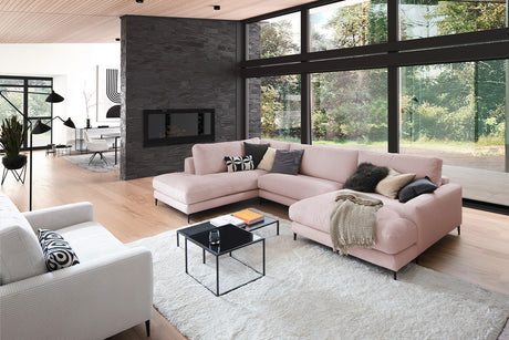KAWOLA Sofa CARA Wohnlandschaft U-Form Cord rosa, Rechts
