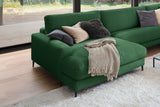 KAWOLA Sofa CARA Wohnlandschaft U-Form Cord smaragd