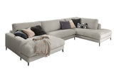 KAWOLA Sofa CARA Wohnlandschaft U-Form Cord steingrau