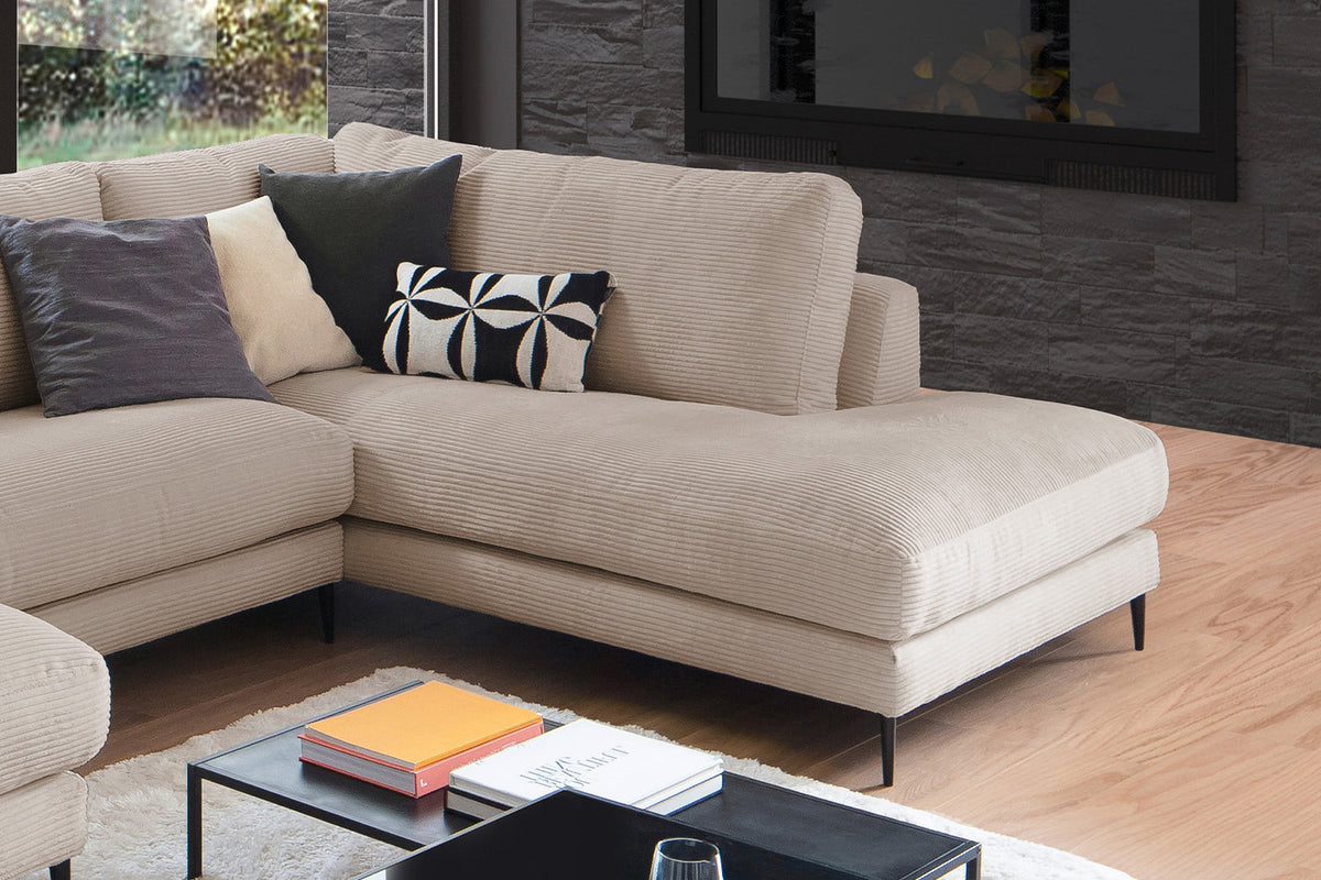 KAWOLA Sofa CARA Wohnlandschaft U-Form Cord taupe