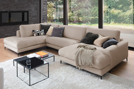 KAWOLA Sofa CARA Wohnlandschaft U-Form Cord taupe
