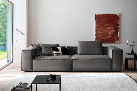 KAWOLA Sofa CARMO 3-Sitzer Feincord anthrazit