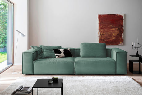 KAWOLA Sofa CARMO 3-Sitzer Feincord grün