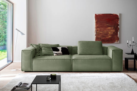 KAWOLA Sofa CARMO 3-Sitzer Feincord olivgrün